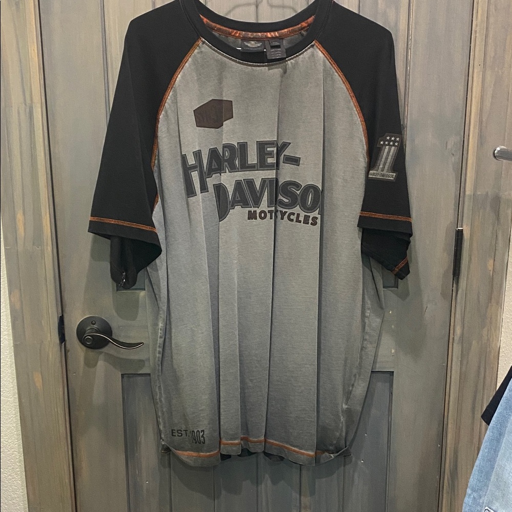 Harley-Davidson Black & Gray Raglan Logo Tee